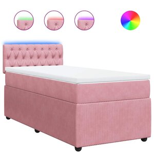 vidaXL Sommier à lattes de lit avec matelas Rose 90x200 cm Velours