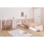 Chambre complète enfant 3 pièces - Lit + chevet + bureau - blanc mat