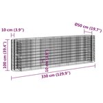vidaXL Lit surélevé à gabion Fer galvanisé 330x50x100 cm