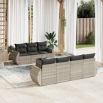 vidaXL Salon de jardin 8 Pièces avec coussins gris clair résine tressée