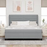 vidaXL Lit avec sommier à ressorts et matelas & éclairage LED Gris clair 180x200 cm Tissu
