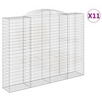 vidaXL Paniers à gabions arqués 11 Pièces 300x50x220/240 cm fer galvanisé