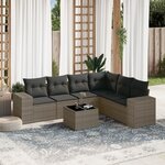 vidaXL Salon de jardin avec coussins 7 Pièces gris résine tressée