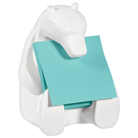 Dévidoir ours blanc pour Z-Notes repositionnables 76 x 76 mm - 1 bloc de 90 feuilles bleues offert