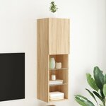 vidaXL Meuble TV avec lumières LED chêne sonoma 30 5x30x102 cm
