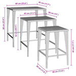 vidaXL Tables gigognes de jardin 3 Pièces noir résine tressée