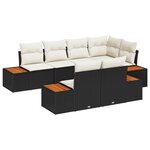 Set de Canapés de Jardin vidaXL 7 Pièces avec Coussins Noir Rattan Composite Acacia