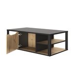 Table basse bar Dakota - Décor Noir et chêne 110 x 60 x Hauteur 38 cm