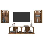 vidaXL Ensemble de meubles TV 4 Pièces Chêne fumé Bois d'ingénierie