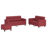vidaXL Ensemble de canapés 3 Pièces et coussins Rouge bordeaux Similicuir