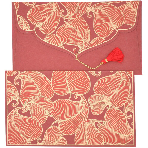 PAPERTREE NATURE Lot de 5 Enveloppes cadeau 19X10 cm Rouge/Or