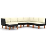 Salon de jardin meuble d'extérieur ensemble de mobilier 7 pièces avec coussins résine tressée noir 02_0017317