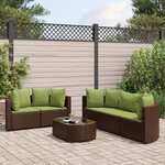 vidaXL Salon de jardin avec coussins 6 Pièces marron résine tressée