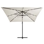 vidaXL Parasol déporté avec LED et mât en acier 250x250 cm Sable