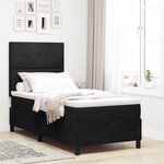 Lit à ressorts avec matelas et LED vidaXL Noir 90x190 cm Velours