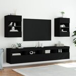 vidaXL Meuble TV mural avec lumières LED noir 40x30x60 5 cm
