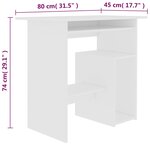 vidaXL Bureau Blanc 80x45x74 cm Bois d’ingénierie