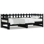 vidaXL Lit coulissant Noir 2x(80x200) cm Bois de pin massif