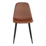 2 chaises de salle à manger en cuir synthétique marron avec pieds noirs