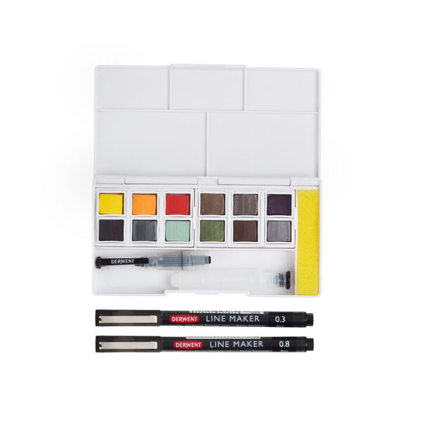 Set LineetWash carrés aquarellables Inktense et Graphitint