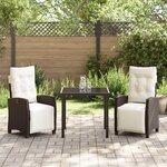 vidaXL Ensemble de salle à manger de jardin 3 pièces en poly rattan marron