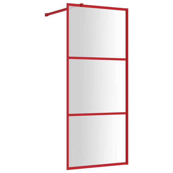 vidaXL Paroi de douche avec verre ESG transparent rouge 80x195 cm