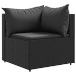 vidaXL Salon de jardin 4 Pièces avec coussins Noir Résine tressée