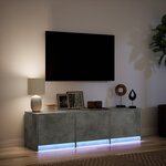 vidaXL Meuble TV avec LED gris béton 140x34x40 cm bois d'ingénierie