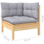 vidaXL Salon de jardin 7 Pièces avec coussins gris bois de pin massif