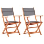 vidaXL Chaises pliables de jardin lot de 2 Gris Eucalyptus textilène