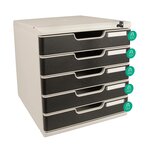 Module De Classement Modulo Office 5 Tiroirs Fermables À Clé - Noir - Exacompta