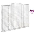 vidaXL Paniers à gabions arqués 3 Pièces 300x30x220/240 cm fer galvanisé