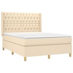 vidaXL Sommier à lattes de lit matelas et LED Crème 140x190 cm Tissu