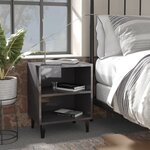 vidaXL Tables de chevet pieds en métal 2 Pièces gris brillant 40x30x50 cm