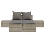 vidaXL Chaise longue double avec coussins gris résine tressée