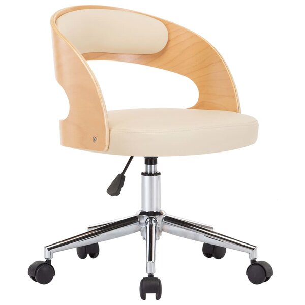 vidaXL Chaise pivotante à manger Crème Bois courbé et Similicuir