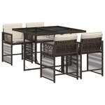 vidaXL Ensemble à manger de jardin 5 Pièces et coussins marron poly rotin