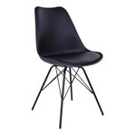 2 chaises de table à manger en cuir noir aux pieds noirs