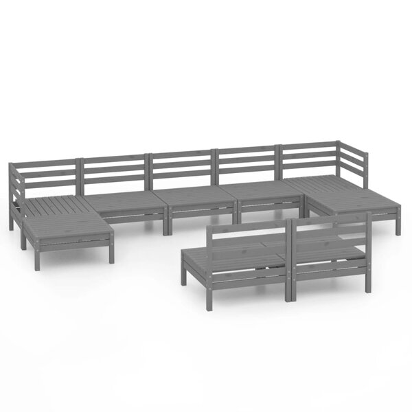 Salon de jardin meuble d'extérieur ensemble de mobilier 9 pièces gris bois de pin massif 02_0018252