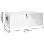 vidaXL Boîte de rangement Argenté 100x55x37 cm Aluminium