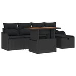 Ensemble de Canapé en 6 Pièces Avec Coussins en Rattan Noir