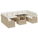 vidaXL Ensemble de canapé de jardin 10 pièces avec coussins beige en rattan synthétique
