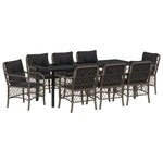 vidaXL Ensemble de salle à manger de jardin 9 pièces avec coussins gris en poly rattan