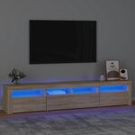 vidaXL Meuble TV avec lumières LED Chêne sonoma 210x35x40 cm