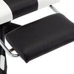 vidaXL Fauteuil de jeux vidéo et repose-pied Blanc et noir Similicuir