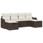 Ensemble de canapé de jardin vidaXL 6 pièces avec coussins Marron en Poly Rattan