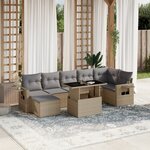 vidaXL Salon de jardin avec coussins 8 Pièces beige résine tressée