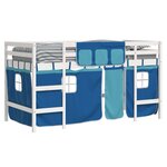 vidaXL Lit mezzanine enfants et rideaux bleu 90x190cm bois pin massif