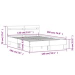 vidaXL Cadre de lit avec LED sans matelas chêne fumé 135x190 cm