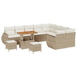 vidaXL Ensemble de canapé de jardin 12 pièces avec coussins beige rotin synthétique acacia